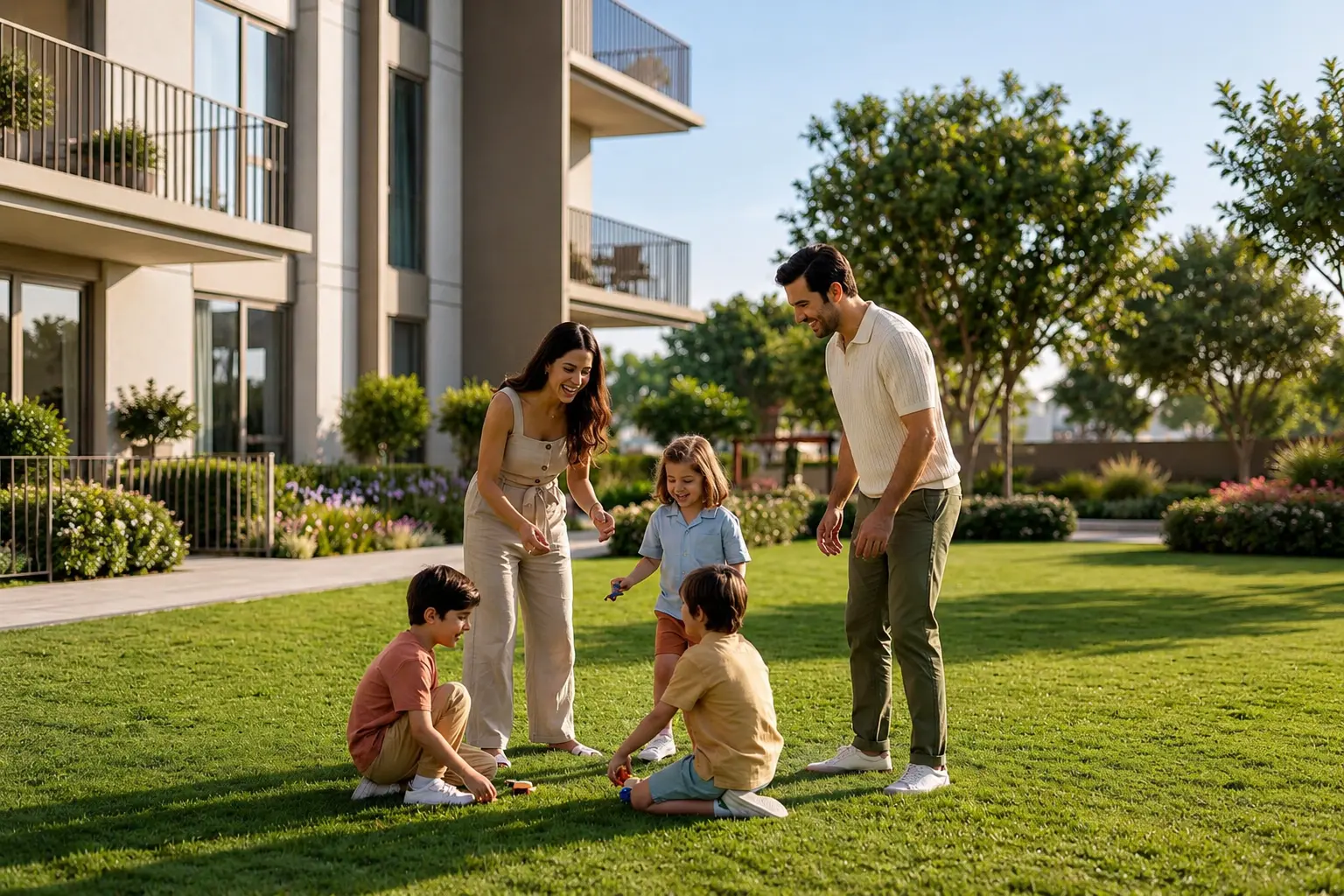 Family friendly green spaces in a Dubai golf community