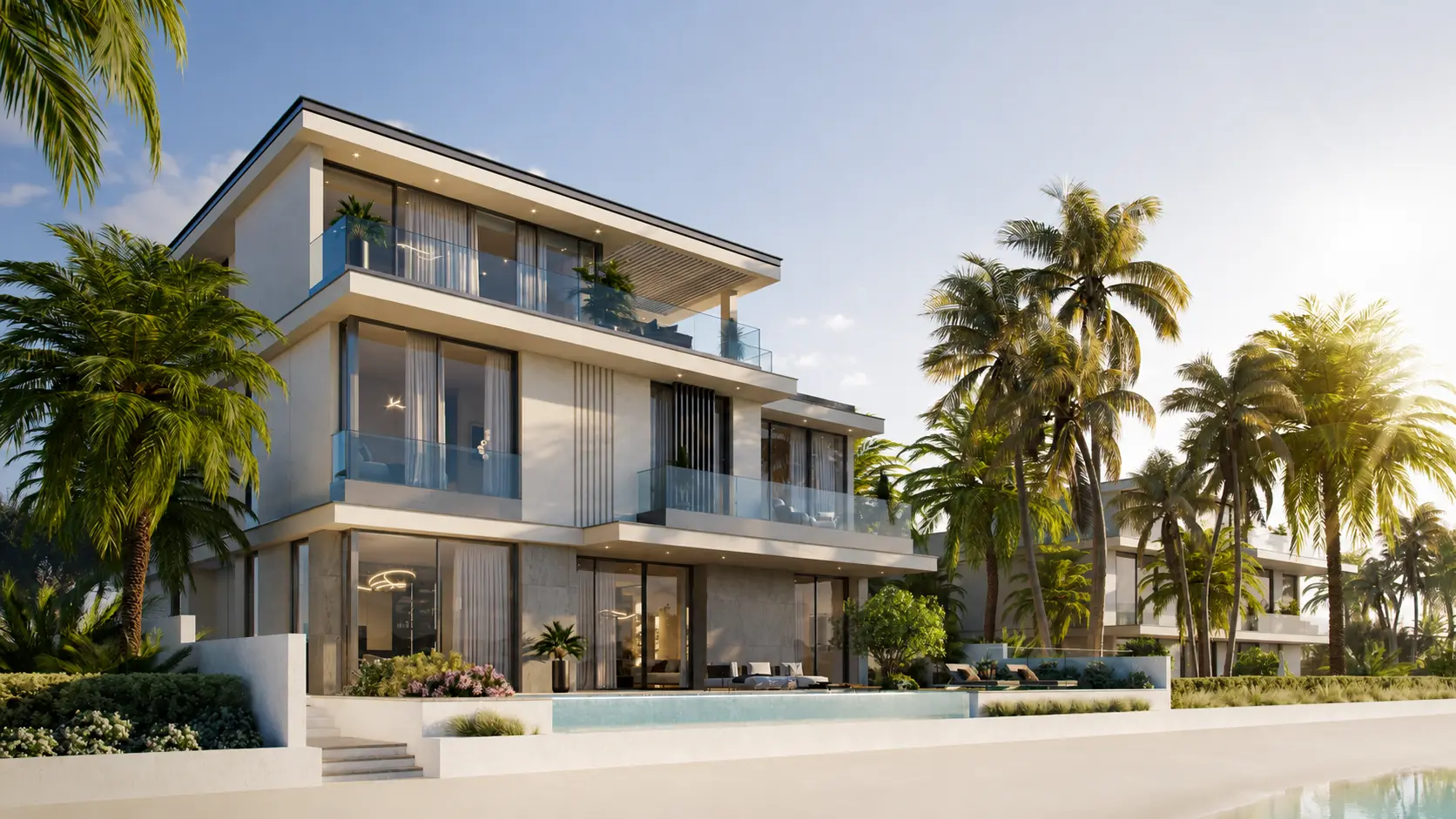 Refined waterfront architecture with a private pool and uninterrupted coastal views.