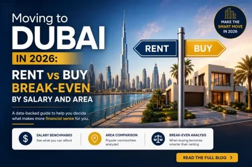 Moving to Dubai in 2026: Rent vs Buy Break-Even by Salary and Area